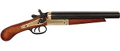 Double Barrel Pistol Shotgun Non Firing Gun, Brass Finish with Black Barrel