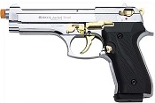 Front Firing Beretta Jackal Full Auto 9MMPA Blank Gun Chrome Gold