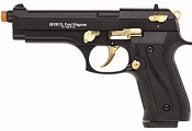 Front Firing Beretta V92F 9MMPA Blank Gun Black Gold 