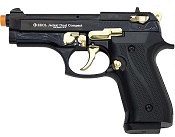 Front Firing Beretta Jackal Compact Full Auto 9MMPA Blank Gun Black Gold Engraved