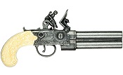 Replica Colonial Double Barrel Flintlock Grey & Ivory Finish Non-Firing Pistol