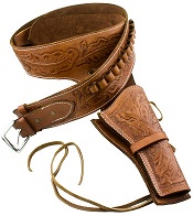 Western Deluxe Tooled Leather Holster, Tan-Medium              