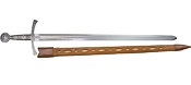 14th Century French Replica Sword with Cutaway Leather Scabbard