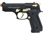 Front Firing Beretta V92F Compact 9MMPA Blank Gun Black Gold Engraved