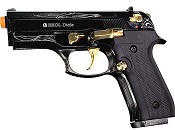 Front Firing Beretta Cougar 9MMPA Blank Firing Gun Black Gold Engraved