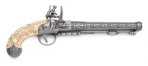 Belgian Silver Engraved Flintlock.