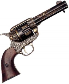 WESTERN FAST DRAW PISTOL GOLD ENGRAVED