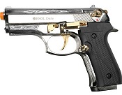 Front Firing Beretta Cougar 9MMPA Blank Firing Gun Chrome Gold Engraved